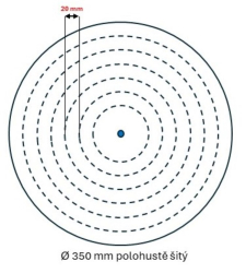 Leštící kotouč Molino 330, rozměr 350x25 - otvor (varianty),  Molino 330, 350x25 - otvor 16, polohustě šitý